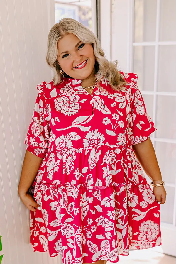 Vacay Ready Floral Mini Dress in Hot Pink Curves sold by Impressions product image thumbnail 2