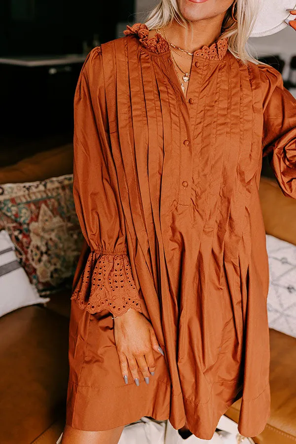 Caramel Kisses Pleated Mini Dress in Cinnamon sold by Impressions product image thumbnail 3