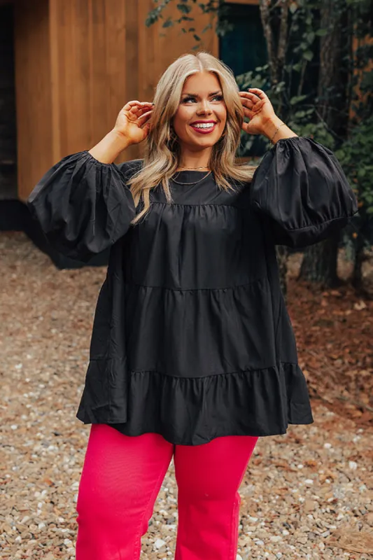 Ever So Posh Shift Top In Black Curves sold by Impressions