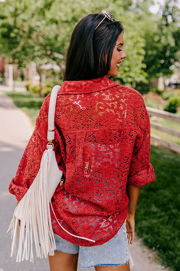 Along The Drive Lace Button Up In Rust sold by Impressions product image thumbnail 5