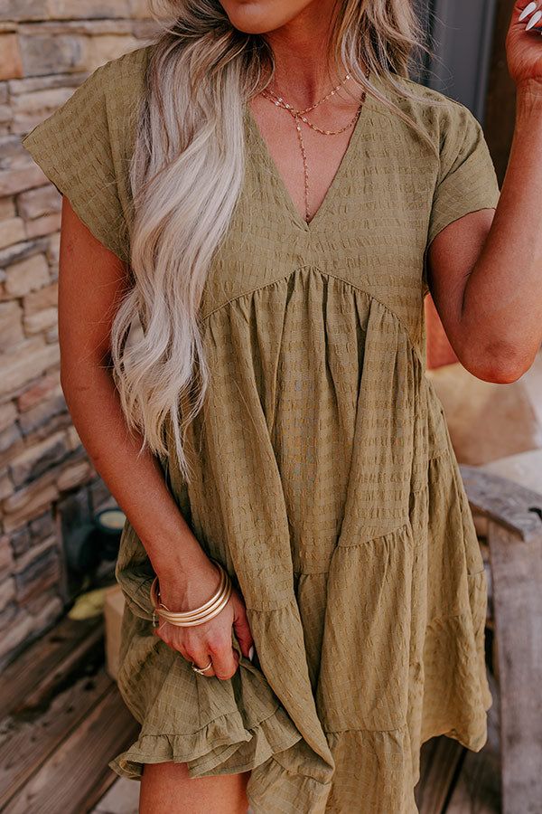 Mend Your Heart Babydoll Dress in Martini Olive sold by Impressions product image thumbnail 5