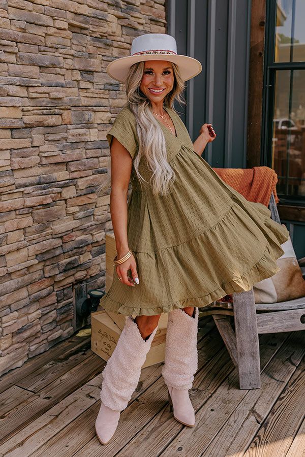 Mend Your Heart Babydoll Dress in Martini Olive sold by Impressions product image thumbnail 2