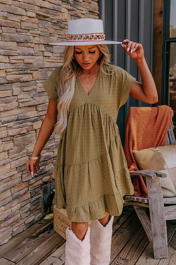 Mend Your Heart Babydoll Dress in Martini Olive sold by Impressions product image thumbnail 3