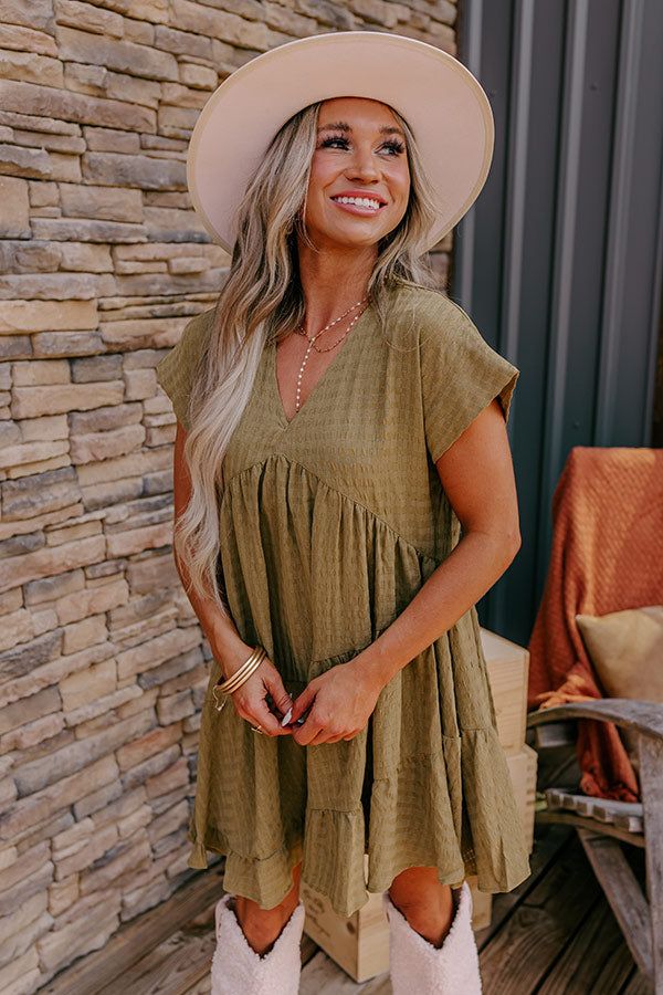 Mend Your Heart Babydoll Dress in Martini Olive sold by Impressions product image thumbnail 4