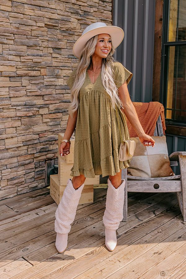 Mend Your Heart Babydoll Dress in Martini Olive sold by Impressions