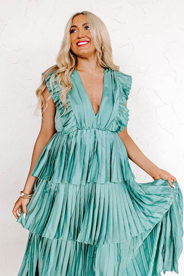 Seeking Champagne Pleated Maxi Dress In Ocean Wave sold by Impressions product image thumbnail 3