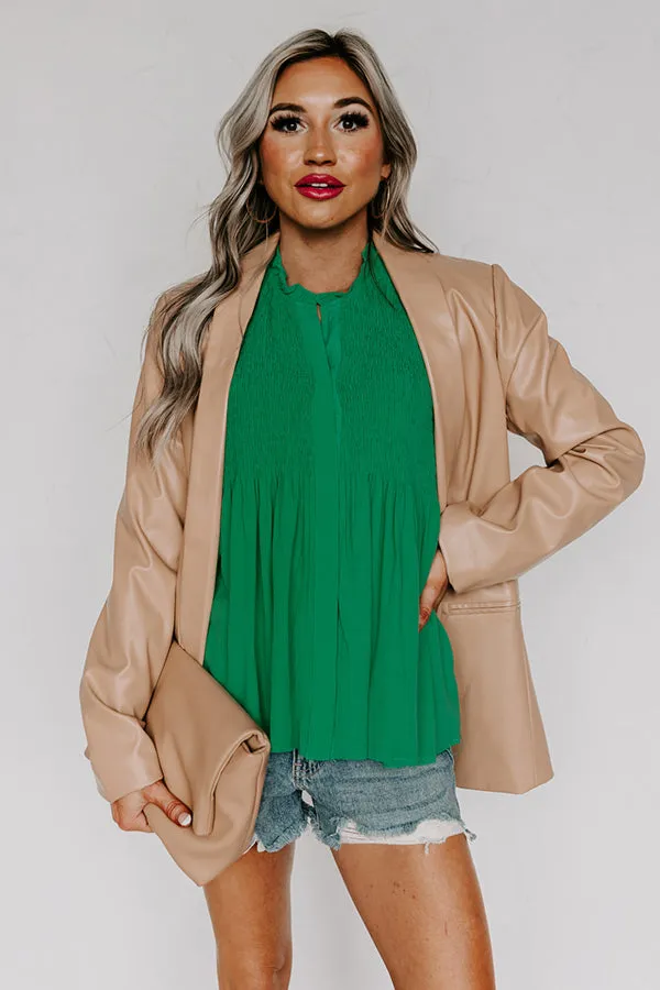 Well Mannered Smocked Top in Kelly Green sold by Impressions product image thumbnail 4