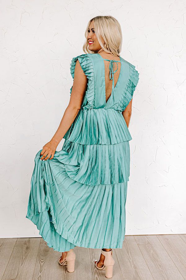 Seeking Champagne Pleated Maxi Dress In Ocean Wave sold by Impressions product image thumbnail 4