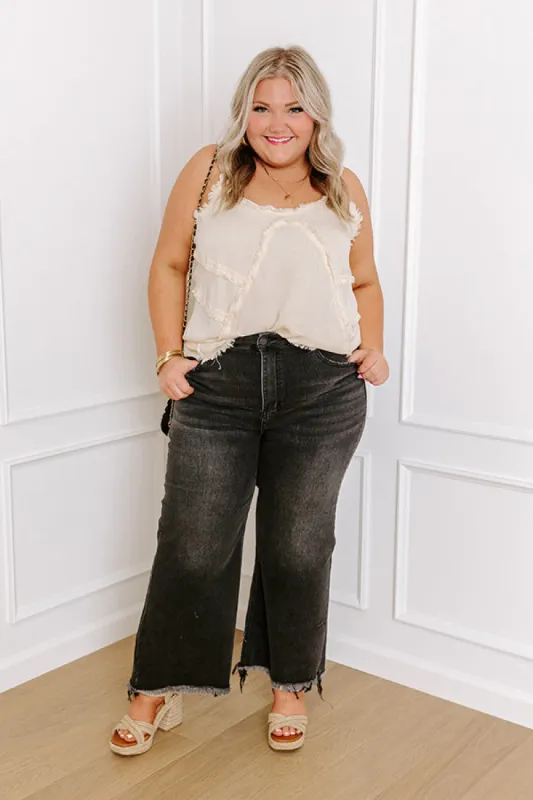 Risen Anita High Waist Crop Flare in Vintage Black Curves sold by Impressions