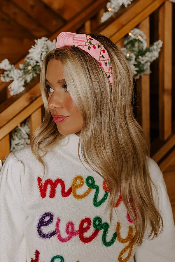 Christmas Carol Embellished Headband In Pink sold by Impressions