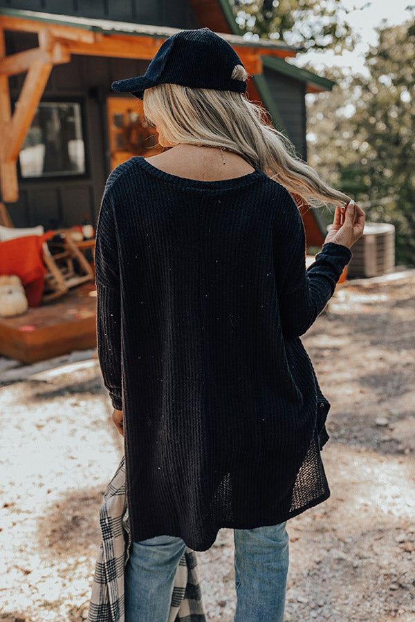 Bonfire Date Waffle Knit Tunic In Black sold by Impressions product image thumbnail 5