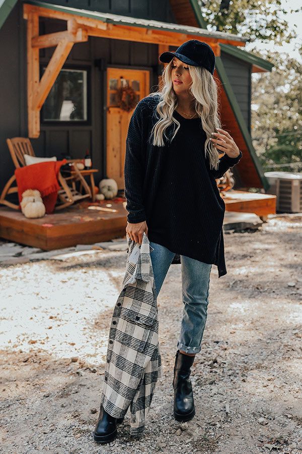 Bonfire Date Waffle Knit Tunic In Black sold by Impressions product image thumbnail 2