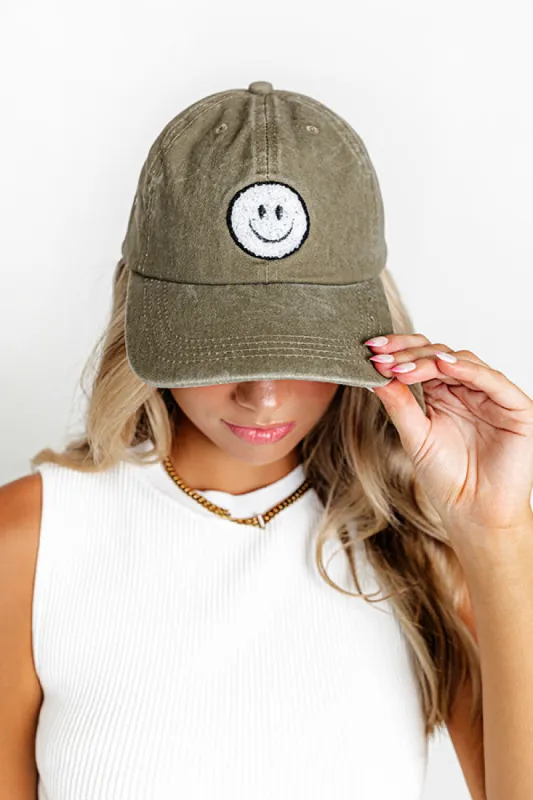 Remember To Smile Vintage Wash Baseball Cap in Sage sold by Impressions