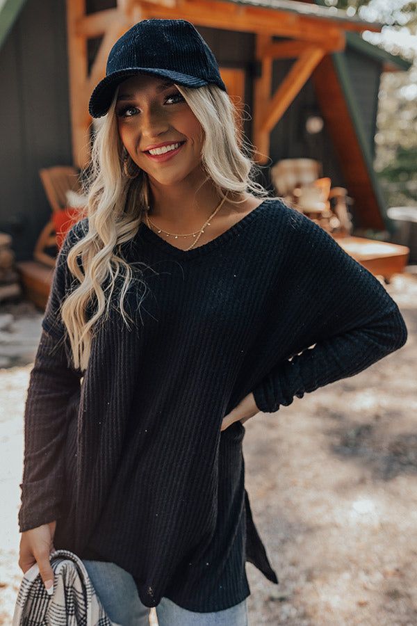 Bonfire Date Waffle Knit Tunic In Black sold by Impressions product image thumbnail 3