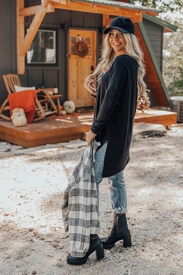 Bonfire Date Waffle Knit Tunic In Black sold by Impressions product image thumbnail 4