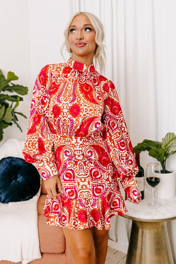 Roaming The City Paisley Mini Dress In Fuchsia sold by Impressions product image thumbnail 2