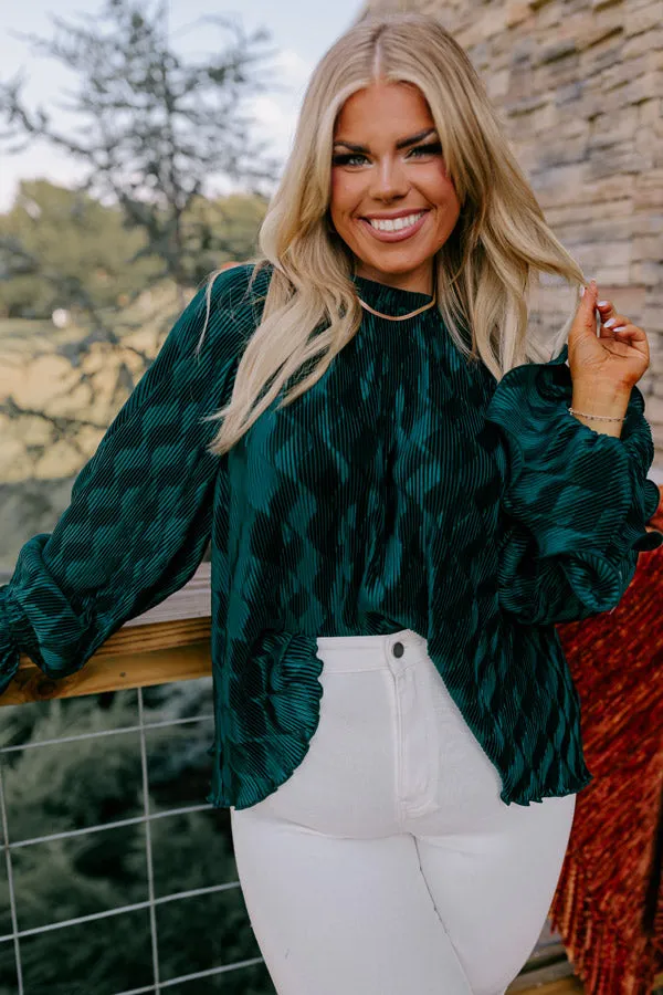 Found Your Love Pleated Top In Hunter Green Curves sold by Impressions product image thumbnail 2