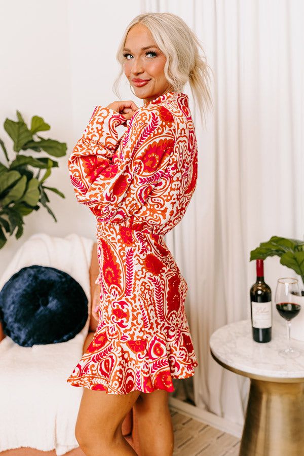 Roaming The City Paisley Mini Dress In Fuchsia sold by Impressions product image thumbnail 3