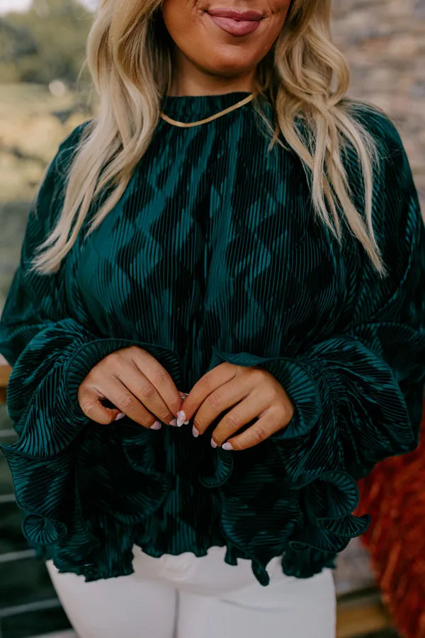 Found Your Love Pleated Top In Hunter Green Curves sold by Impressions product image thumbnail 3