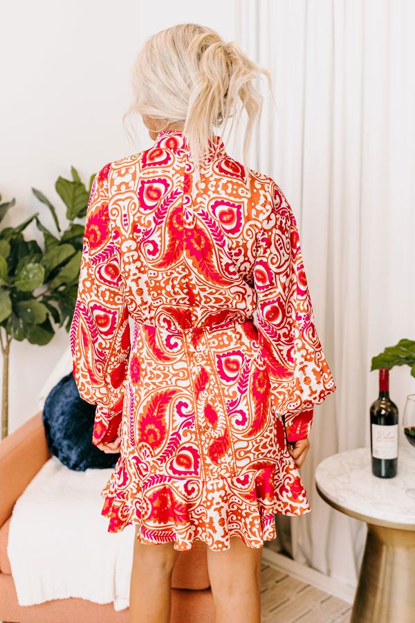 Roaming The City Paisley Mini Dress In Fuchsia sold by Impressions product image thumbnail 4