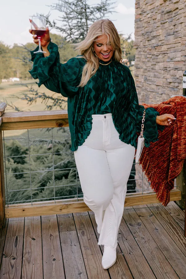 Found Your Love Pleated Top In Hunter Green Curves sold by Impressions product image thumbnail 4