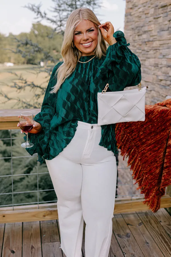 Found Your Love Pleated Top In Hunter Green Curves sold by Impressions