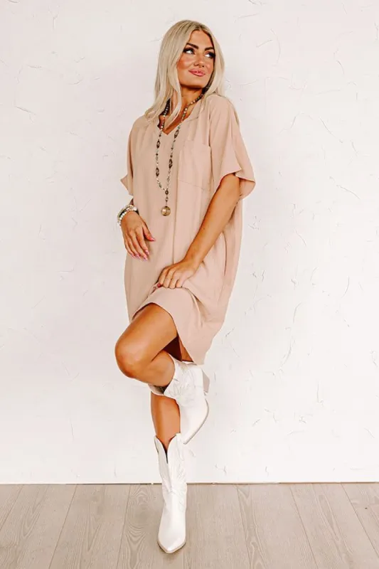 Shoreline Serenade Shift Dress In Iced Latte sold by Impressions