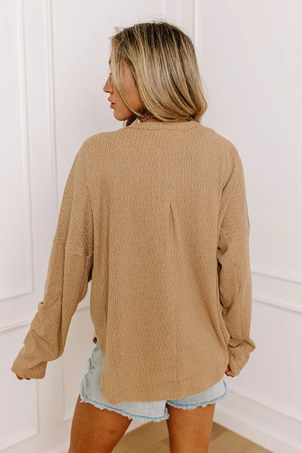 Breezy Times Oversized Henley Top In Taupe sold by Impressions product image thumbnail 3