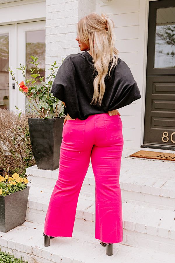 The Adriana High Waist Wide Leg Jean in Hot Pink Curves sold by Impressions product image thumbnail 4