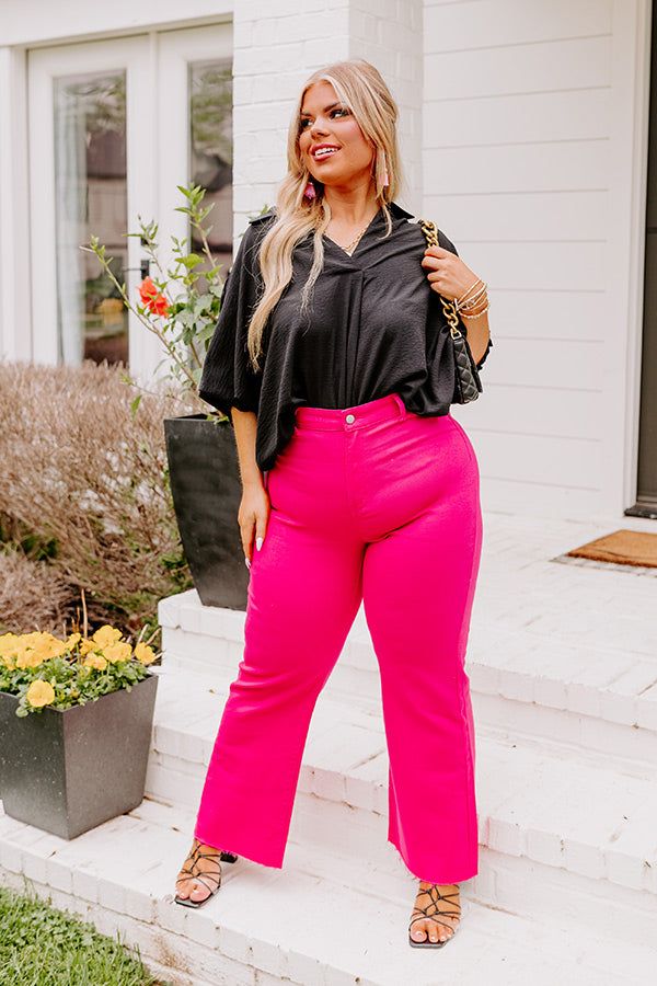 The Adriana High Waist Wide Leg Jean in Hot Pink Curves sold by Impressions product image thumbnail 5