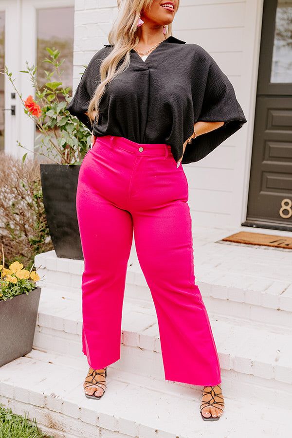 The Adriana High Waist Wide Leg Jean in Hot Pink Curves sold by Impressions product image thumbnail 2