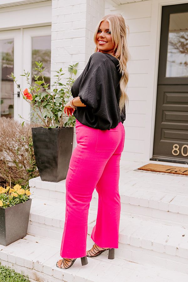 The Adriana High Waist Wide Leg Jean in Hot Pink Curves sold by Impressions product image thumbnail 3