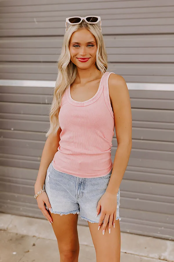 Summer Basic Ribbed Reversible Tank in Pink sold by Impressions