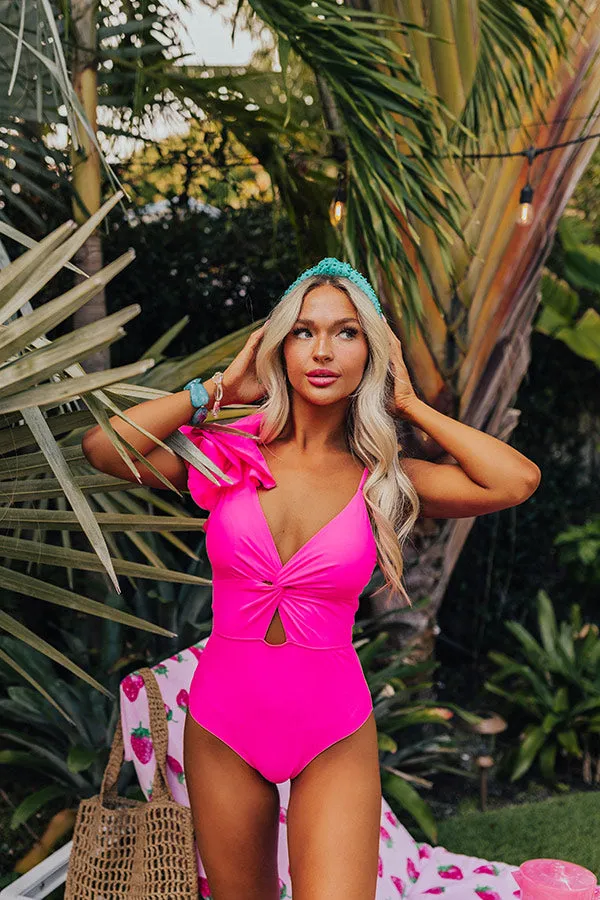 Lagoon Luxe Ruffle One Piece Swimsuit in Hot Pink sold by Impressions product image thumbnail 2