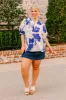 French Riviera Floral Shift Top in White Curves sold by Impressions