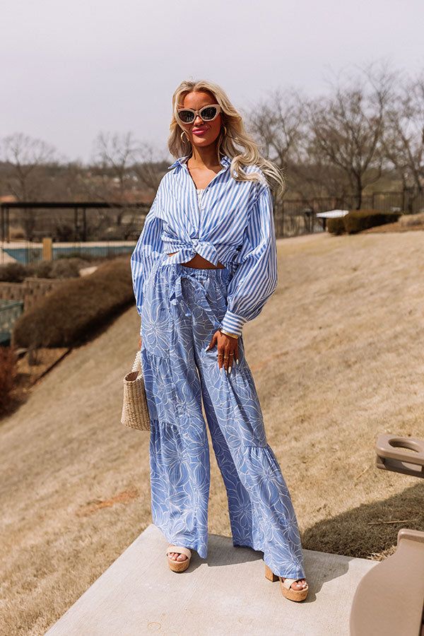 First Class Reservations Stripe Button Up in Blue sold by Impressions product image thumbnail 5