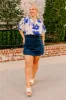 French Riviera Floral Shift Top in White Curves sold by Impressions
