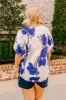 French Riviera Floral Shift Top in White Curves sold by Impressions