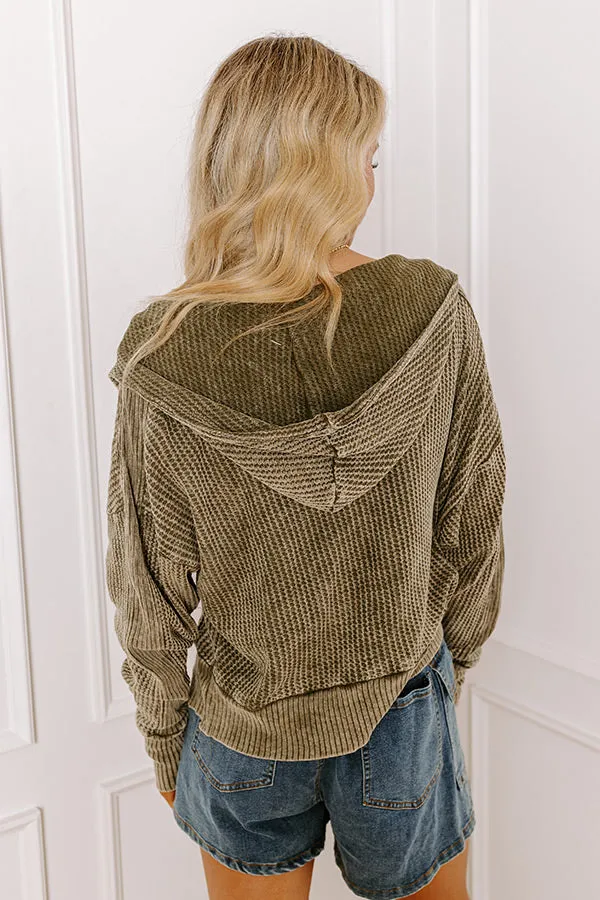 Autumn Vibes Waffle Knit Jacket In Olive sold by Impressions product image thumbnail 4