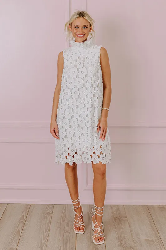 Champagne Toast Crochet Mini Dress in White sold by Impressions