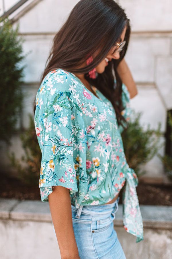 Bellinis By The Coast Eyelet Tie Top In Light Turquoise sold by Impressions product image thumbnail 5