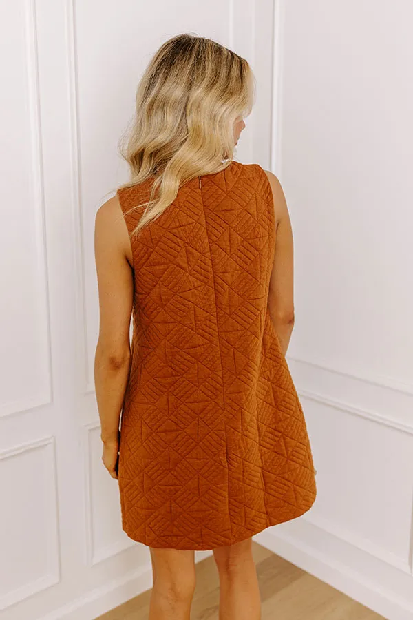Chic Outing Quilted Mini Dress in Dark Camel sold by Impressions product image thumbnail 4