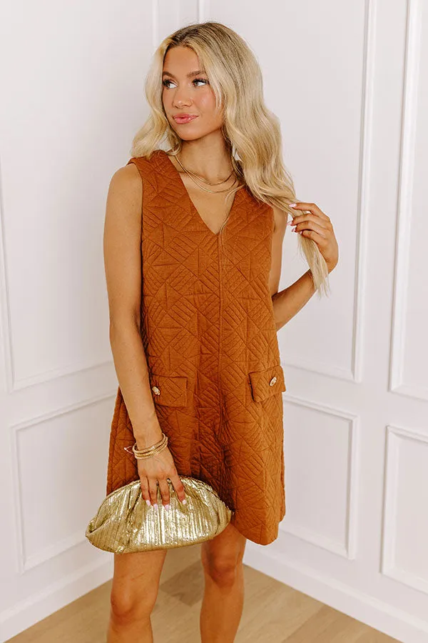Chic Outing Quilted Mini Dress in Dark Camel sold by Impressions product image thumbnail 2