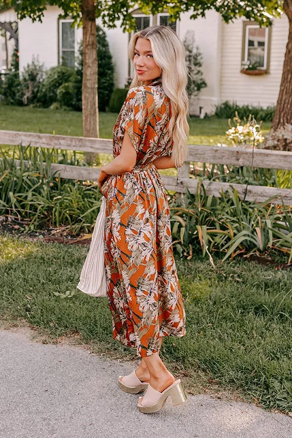 Vineyard Charm Satin Midi in Copper sold by Impressions product image thumbnail 3