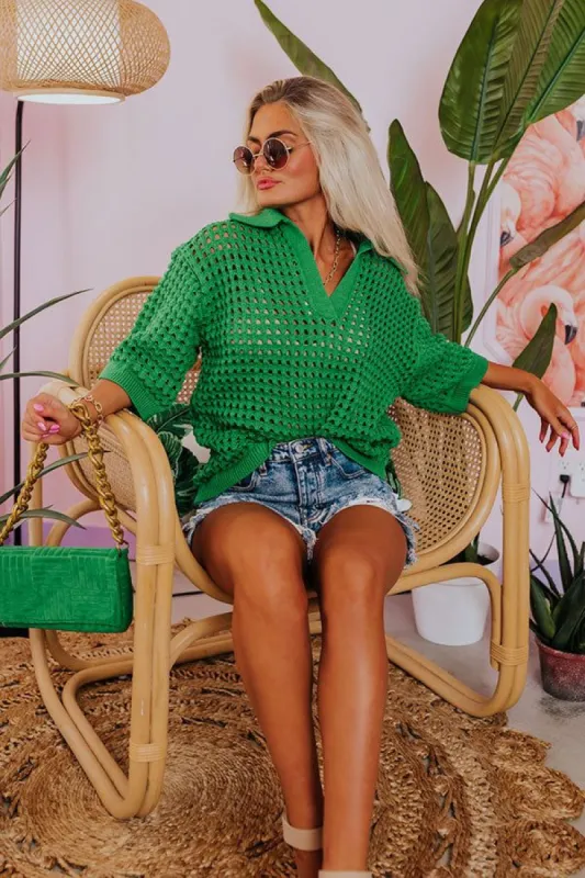 Beachside Bliss Knit Top In Green sold by Impressions