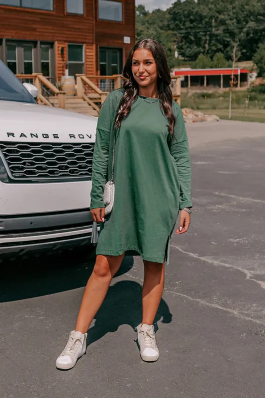 Always There For You T-Shirt Dress In Light Hunter Green sold by Impressions