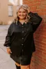 For The Record Button Up In Black Curves sold by Impressions