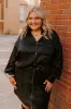 For The Record Button Up In Black Curves sold by Impressions