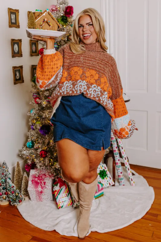 Autumn Brunch Knit Sweater in Cinnamon Curves sold by Impressions