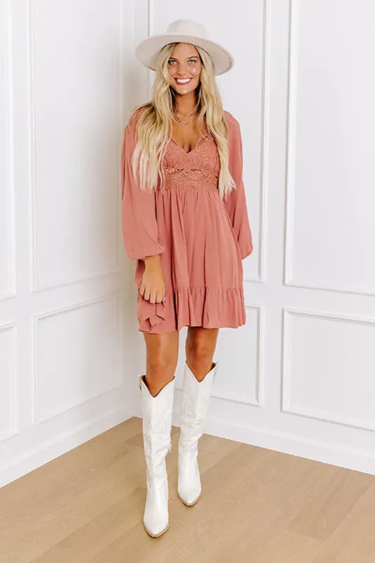 All The Sway Lace Mini Dress In Rustic Rose sold by Impressions
